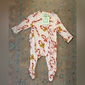 Scout & Story Holiday Pink Candy Cane Lane Bamboo Onesie 0-3M